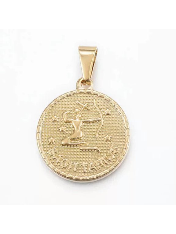 Gold Plated Stainless Steel Constellation Horoscope Zodiac Sign Pendant Necklace-Sagittarius