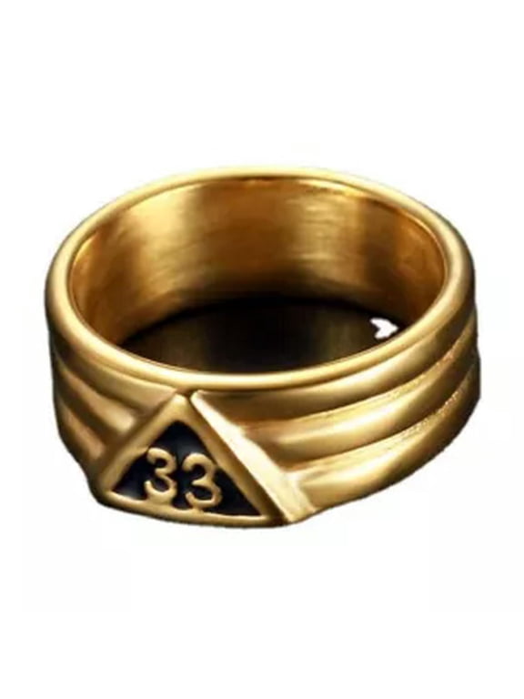 Gold Plated Stainless Steel Mens Scottish Rite 33rd Degree Masonic Ring-13-Gold