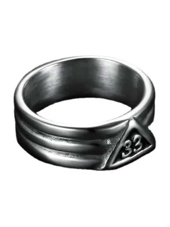 Gold Plated Stainless Steel Mens Scottish Rite 33rd Degree Masonic Ring-9-Silver