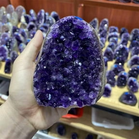 VIVIDELLE Large Amethyst Cut Base Cluster Crystal Quartz Geode Healing Gemstone Specimens