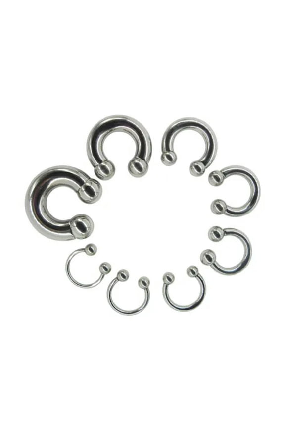 Large Gauge Circular Barbell Horseshoe Bar Nose Septum Ear Ring 2mm-10mm-2G(6mm)X16mm 8mm ball