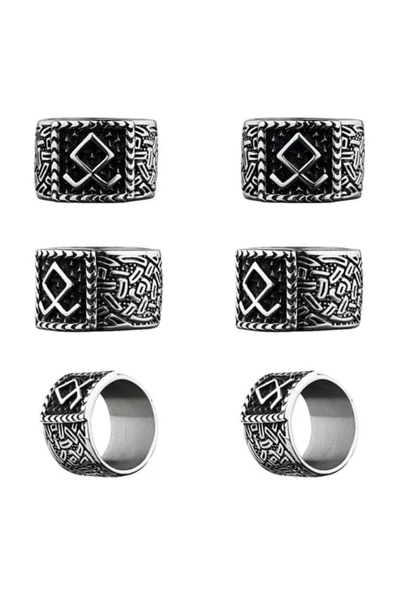 Men's Personalized Vintage Viking Odin Rune Stainless Steel Rings Sizes 7-13-12