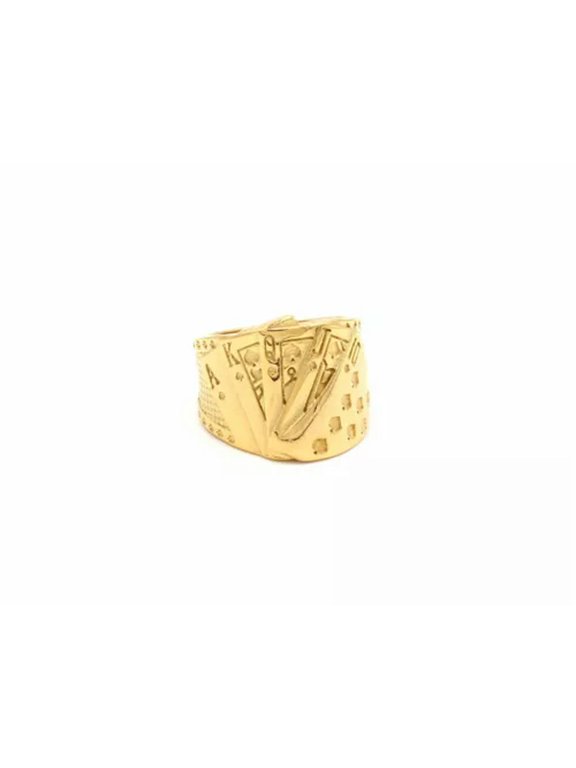 Mens Biker Casino Lucky Poker Ring Jewelry Men Stainless Steel Size 7-15-14-Gold