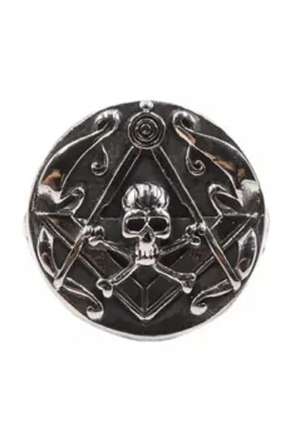 Mens Stainless Steel Freemason Gothic Biker Masonic Skull Ring Size 7-15-9-Silver