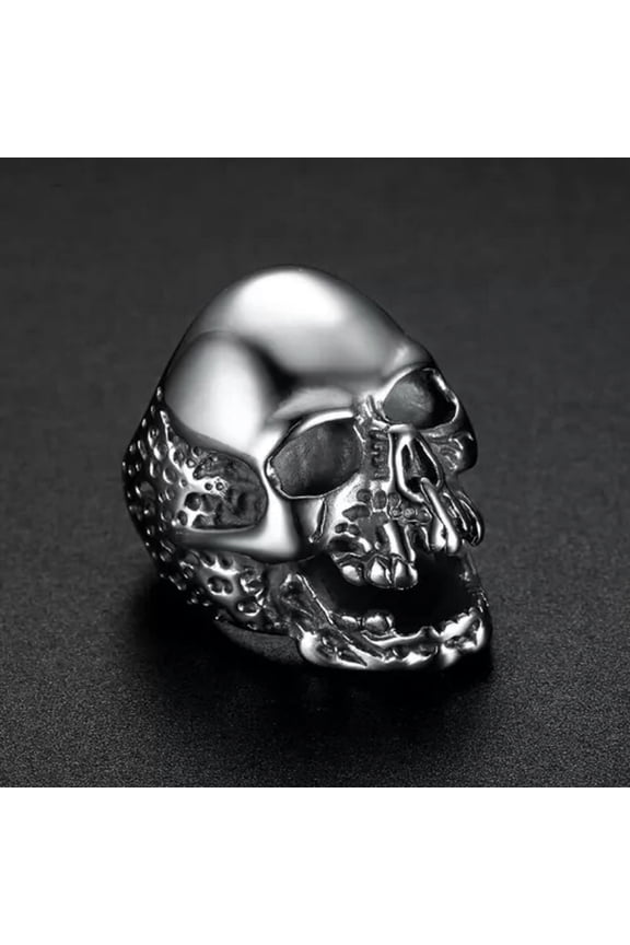 Mens Stainless Steel Gothic Punk Biker Zombie Skull Ring Size 7-15-13-Silver
