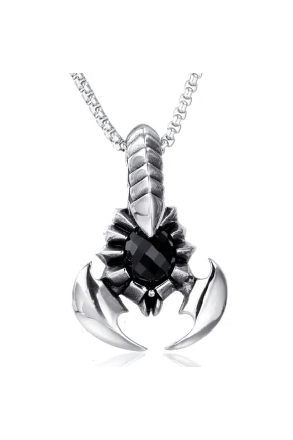 Mens Stainless Steel Scorpion Scorpio Zodiac Pendant Necklace Jewelry Men-Black