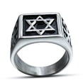 thumbnail image 1 of VIVIDELLE Mens Stainless Steel Six Point Hexagram Star of David Ring Size 7-13-13-Square Design, 1 of 6