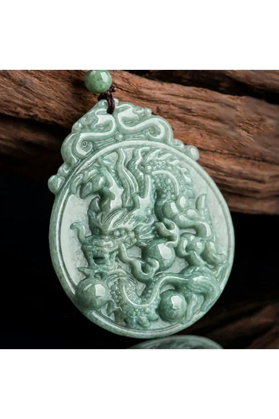 Natural A-Grade Jadeite Zodiac Dragon Jade Pendant Ice Type Pendant