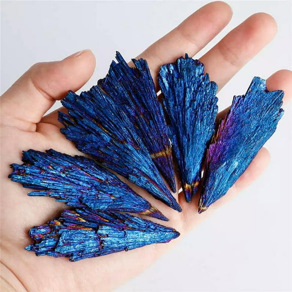 VIVIDELLE Natural Angel Aura Blue Kyanite Titanium Crystal Cluster VUG Rock Specimen Reiki