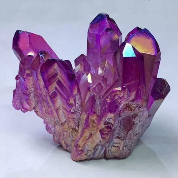 VIVIDELLE Natural Aura Purple Titanium Quartz Crystal Point Stone Cluster Specimen Healing-Angel Aura Purple 120g