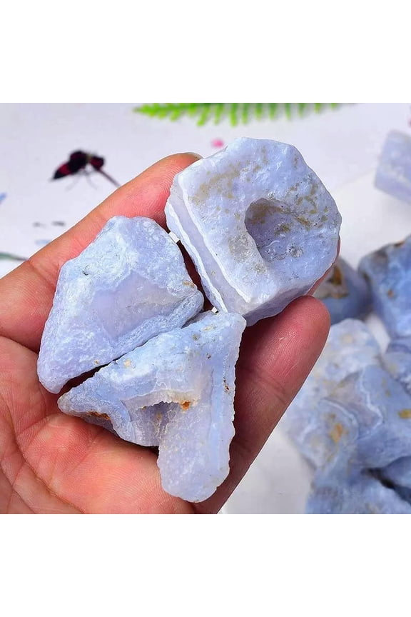 Natural Blue Vein Jade Lace Agate Geode Quartz Crystal Cluster Rough Stone Reiki