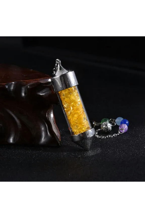 Natural Hexagonal Point Gemstone Reiki 7 Chakra Crystal Pendant Drift Bottle-Citrine Quartz Crystal