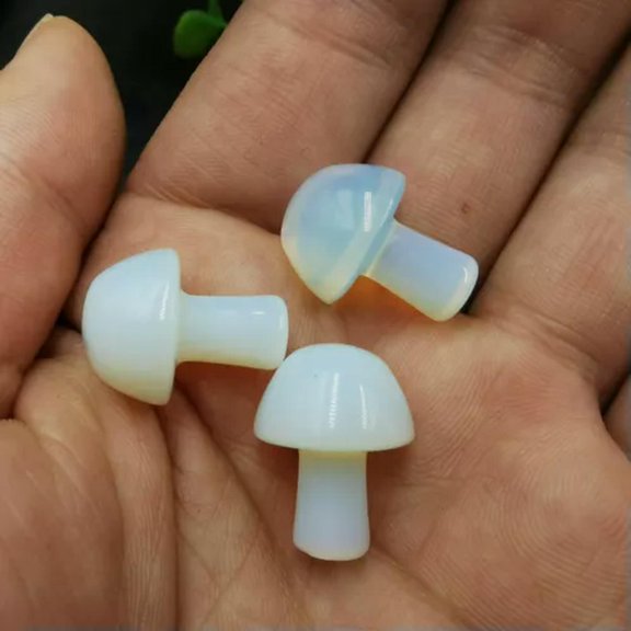 VIVIDELLE Natural Rainbow Quartz Crystal Mini Mushroom Energy Healing Gemstone Decor Gift-Opalite Quartz-10Pcs