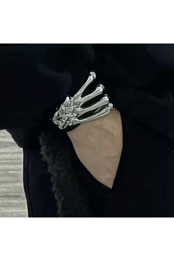 Punk Gothic Skeleton Hand Finger Bone Bangle Halloween Claw Skull Bracelet-#2