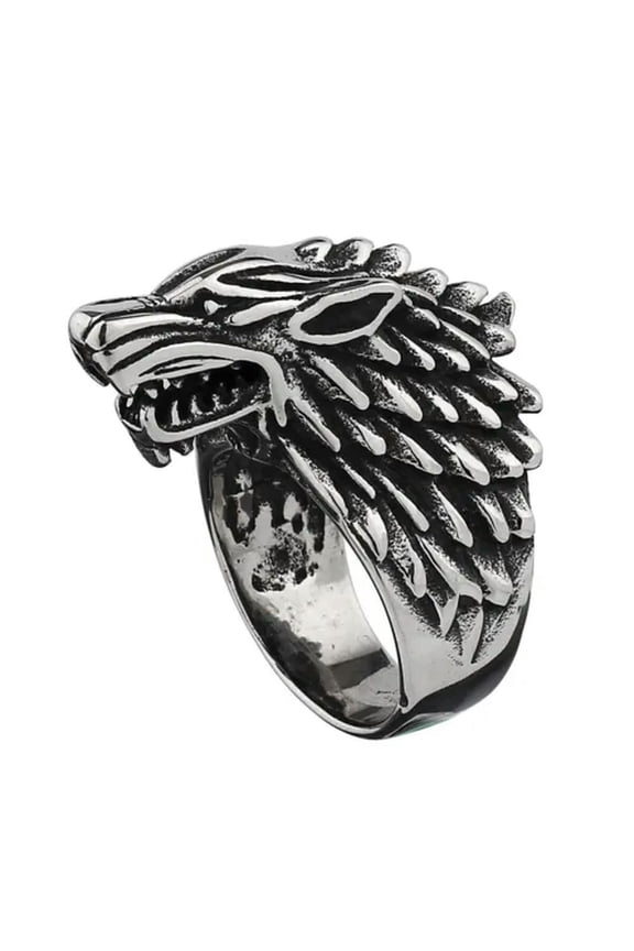 Viking Wolf Head Dominant Men's Temperament Stainless Steel Rings Size 7-14-14