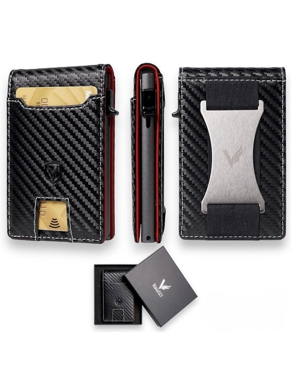 Bifold Wallet, Unisex Slim Wallet with RFID Blocking, Black, 1-Piece