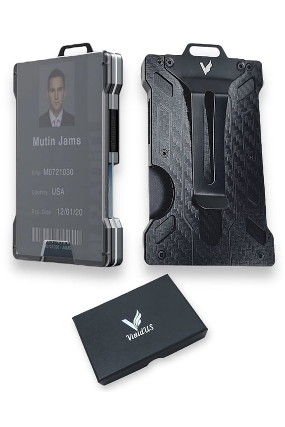 Men's Slim Wallet, RFID Blocking, Modern, Money Clip, Black, 1-Piece