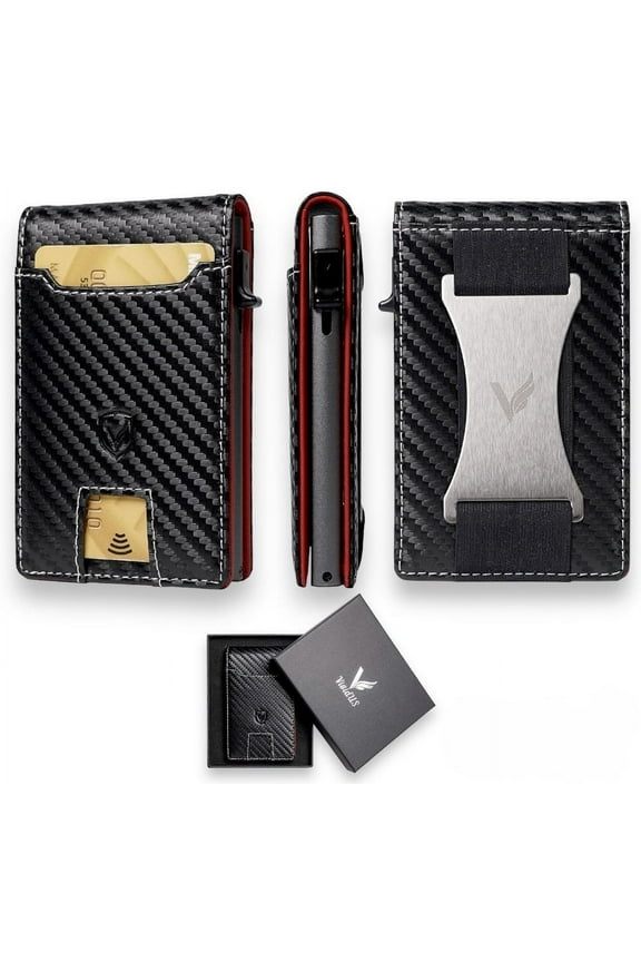 Bifold Wallet, Unisex Slim Wallet with RFID Blocking, Black, 1-Piece