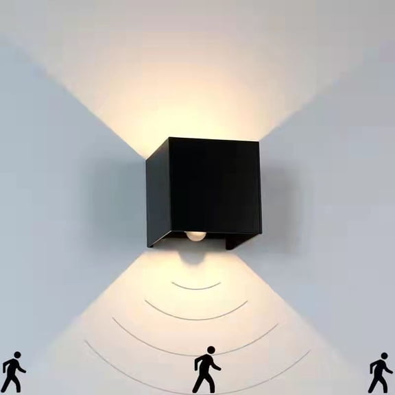 VIVIHEYDAY 12W Motion Sensor LED Wall Lights Square Dimmable Indoor Outdoor Up Down Wall Sconce 1 Pack