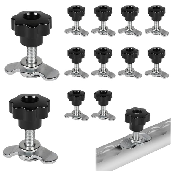 VIVIHEYDAY 12x Single Screw Fitting for Airline Rail with Star Grip M8x60 End Fitting Load 500 daN/kg, Galvanized Steel