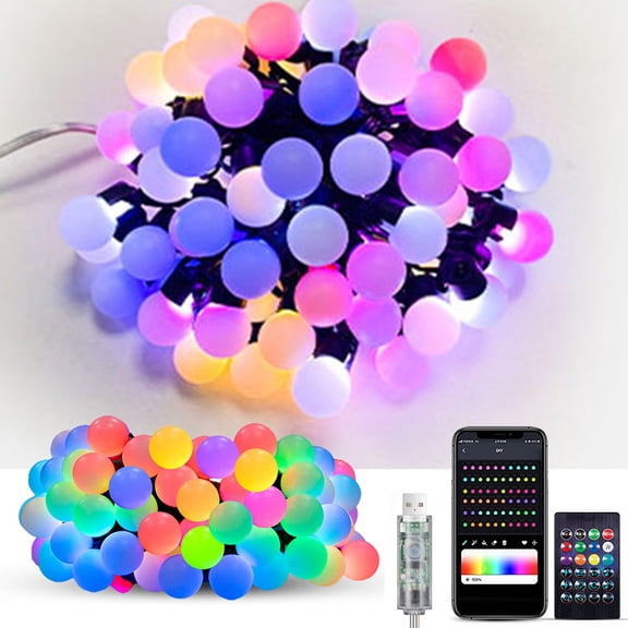 VIVIHEYDAY 16.4FT/5M RGB Smart String Lights, DIY Programmable Fairy Light, APP Bluetooth Remote Control