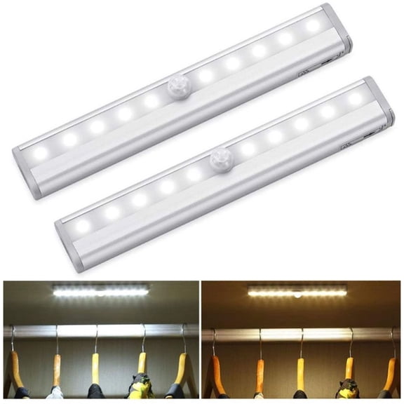 VIVIHEYDAY 2 Pack LED Under Cabinet Lights Motion Sensor Wardrobe Stairs Closet Lighting Battery Powered