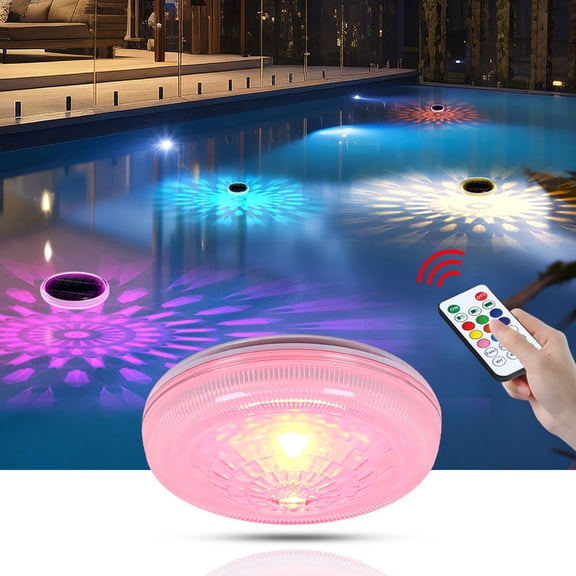 VIVIHEYDAY 2PCS Solar Floating Pool Light with Remote Control, RGB Color Changing, for Pools, Pond Parties, Garden Outdoor
