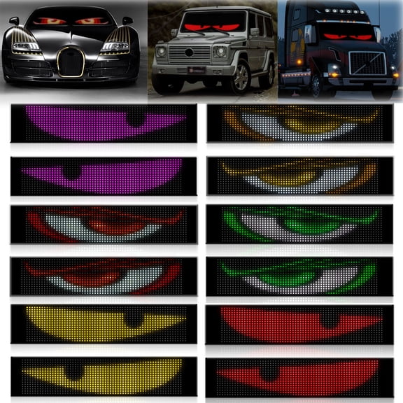 VIVIHEYDAY 2in1 Devil Eyes Light for Cars, Programmable Flexible Car Window Screen Dynamic LED Light for Windshield