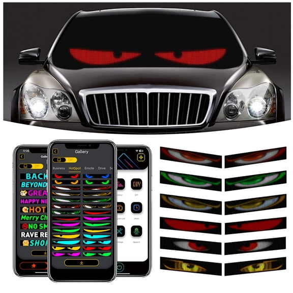 VIVIHEYDAY 2in1 Devil Eyes Light for Cars, Programmable Flexible Car Window Screen Dynamic LED Light for Windshield