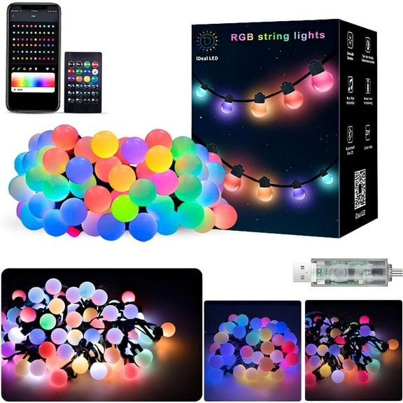 VIVIHEYDAY 32.8FT/10M RGB Smart String Lights, DIY Programmable Fairy Light, APP Bluetooth Remote Control