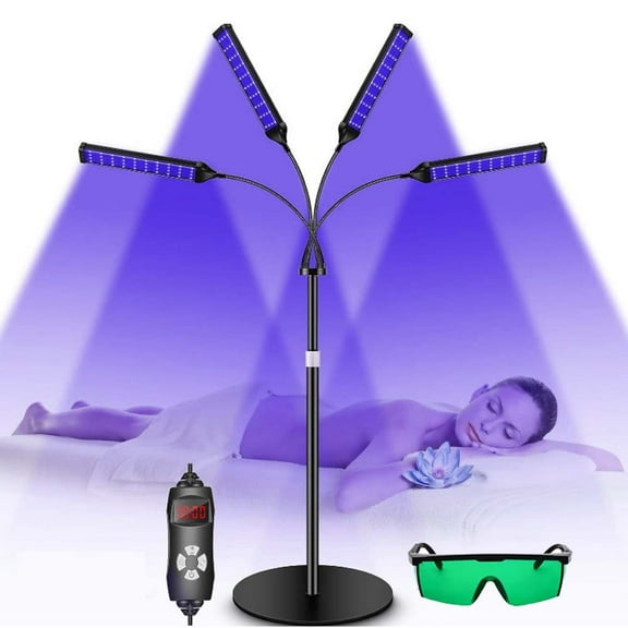 VIVIHEYDAY 35W 420 LEDs Tanning Lamp with 4 Heads Adjustable Lamps for Face Body, 123-160cm Adjustable Height