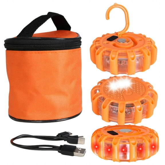 VIVIHEYDAY 3Pcs Car Emergency LED Road Flare Kits, USB Rechargeable Hangable with 9 Safety Modes, IP65 Waterproof