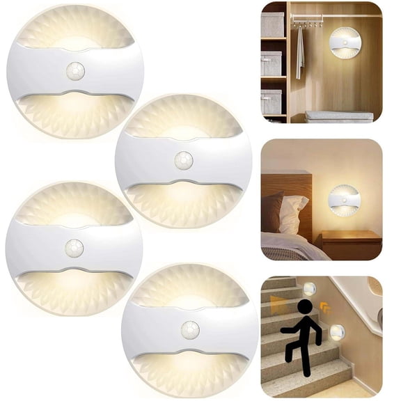 VIVIHEYDAY 4-Pack Rechargeable Motion Sensor LED Night Light with Dusk to Dawn Sensor for Hallway, Stairs, Bathroom, Kitchen, Bedroom, Nursery, Kids Room