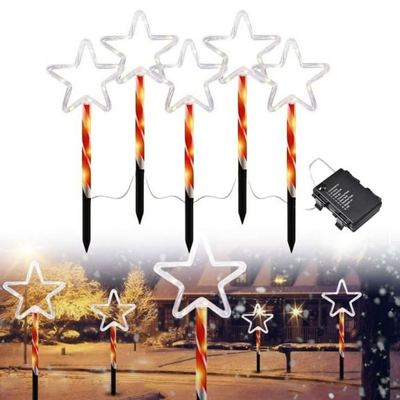 VIVIHEYDAY 5 Pack Christmas Decorations Outdoor Pathway Lights 8 Modes Star Snowflake Christmas Trees Lights