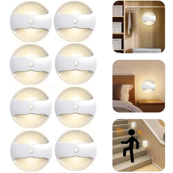 VIVIHEYDAY 8-Pack Rechargeable Motion Sensor LED Night Light with Dusk to Dawn Sensor for Hallway, Stairs, Bathroom, Kitchen, Bedroom, Nursery, Kids Room