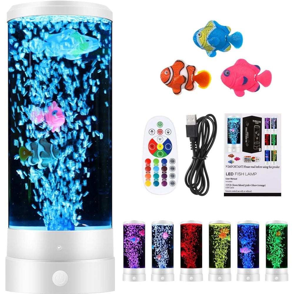 VIVIHEYDAY LED Bubble Fish Night Light Jellyfish Aquarium Lamp Colors ...