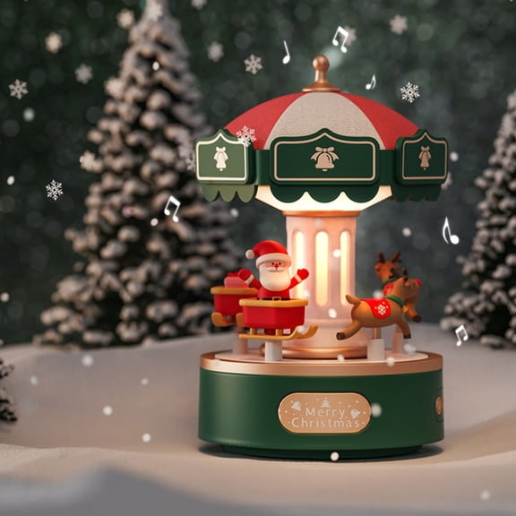 VIVIHEYDAY Carousel Music Box for Boys Girls, Christmas LED Night Lights, USB Rechargeable Musical Boxes, Xmas Gifts