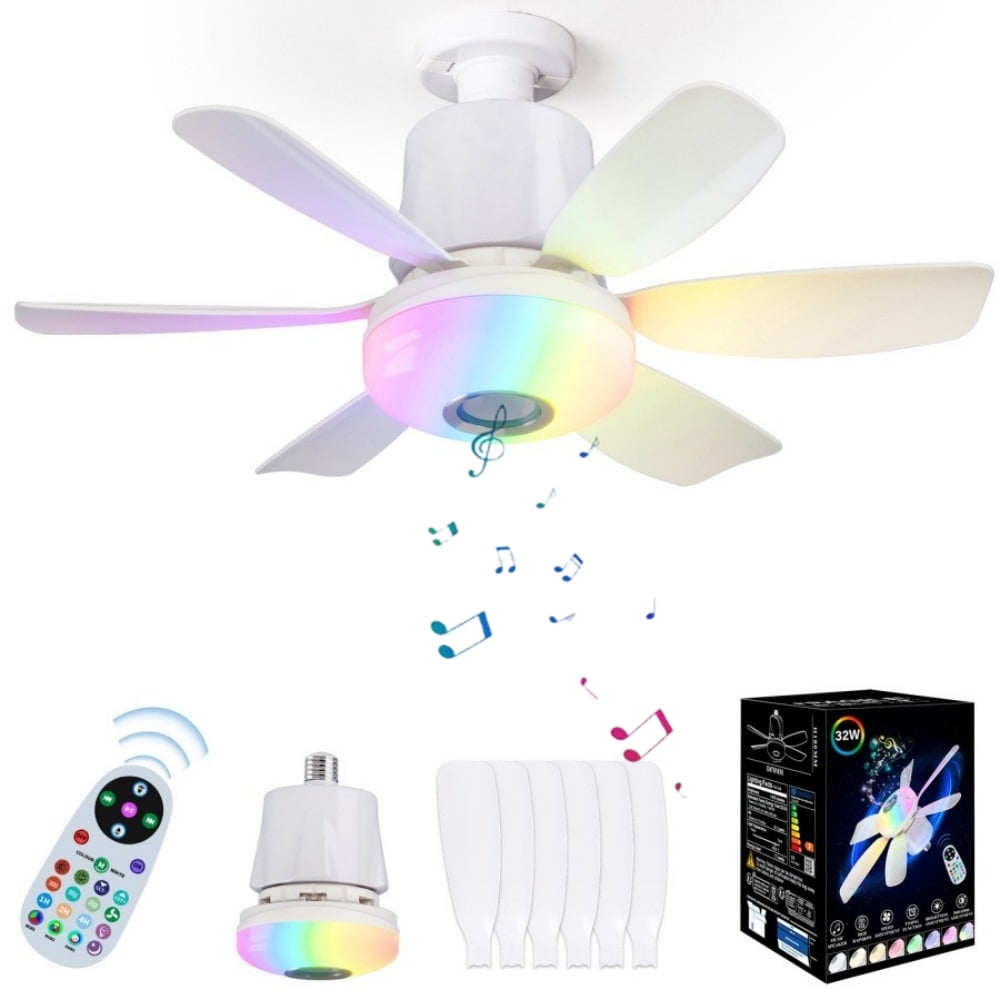 VIVIHEYDAY Ceiling Fan with Lights, Remote Control Timer Music Sync, RGB Dimmable 5 Blades, φ47cm, E27 Base