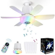 VIVIHEYDAY Ceiling Fan with Lights, Remote Control Timer Music Sync, RGB Dimmable 5 Blades,  47cm, E27 Base