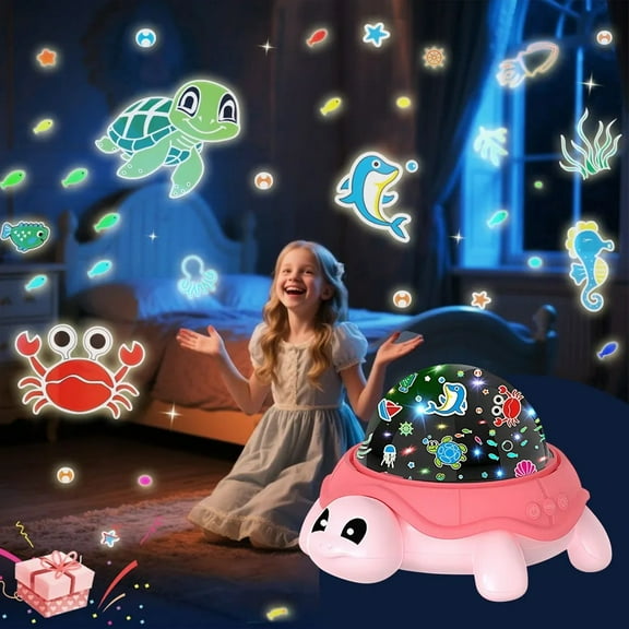 VIVIHEYDAY Cute Turtle Night Light Projector for Kids, Ocean World Star Galaxy Ceiling Lamp Color Changing, 360° Rotation, USB Powered, Christmas Birthday Gifts