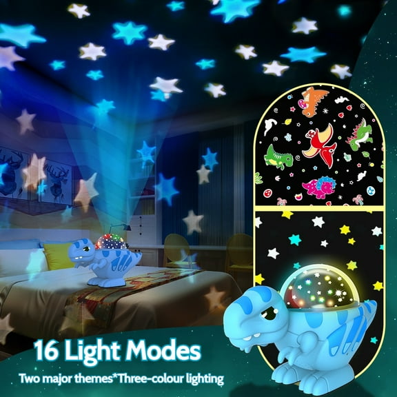 VIVIHEYDAY Dinosaur Night Light, Star Ceiling LED Projection Lamp, 16 Lighting Effects, 360°Rotation, Kids Baby Bedroom Party Home Decor