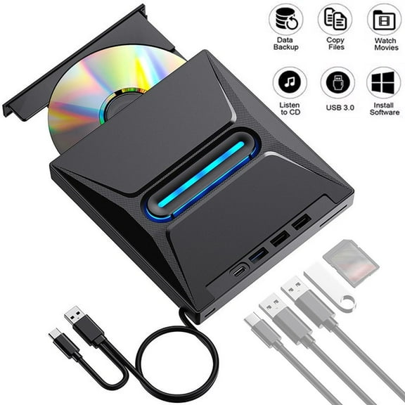 VIVIHEYDAY External CD/DVD Drive, DVD Player for Laptop, Portable USB 3.0 CD Burner External Disk Drive