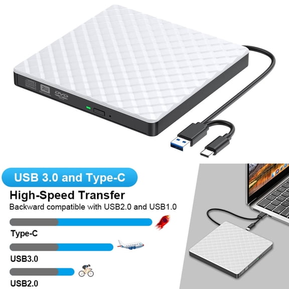 VIVIHEYDAY External CD DVD Drive for Laptop, USB 3.0 CD ROM / RW Burner External Disk Drive Optical