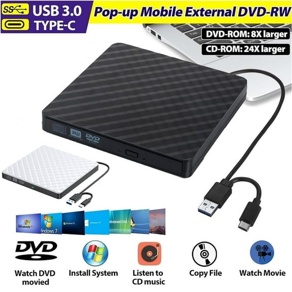 VIVIHEYDAY External CD DVD Drive for Laptop, USB 3.0 CD ROM / RW Burner External Disk Drive Optical