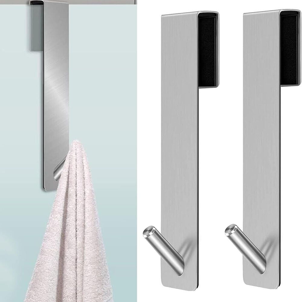 VIVIHEYDAY, Glass Shower Door Hooks, Stainless Steel, Black Satin ...