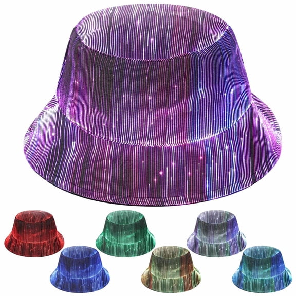 VIVIHEYDAY LED Bucket Hat, USB Rechargeable Rave Party Hats for Men Women, Unisex Light up Fisherman Cap