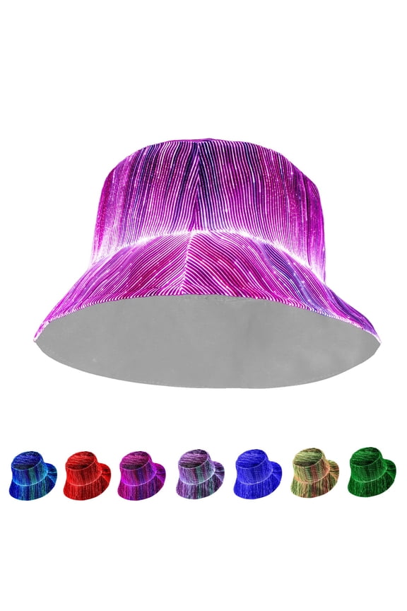 LED Bucket Hat, USB Rechargeable Rave Party Hats for Men Women, Unisex Light up Fisherman Cap