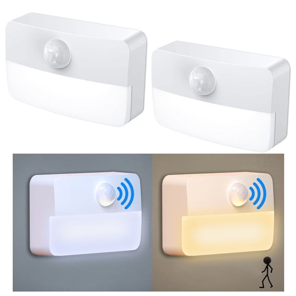 VIVIHEYDAY LED Night Light Lamp with Motion Sensor Dusk to Dawn Sensor Battery Operated Stair Lights, 2 Pack