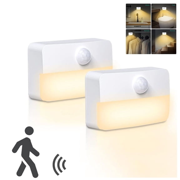 VIVIHEYDAY LED Night Light Lamp with Motion Sensor Dusk to Dawn Sensor Battery Operated Stair Lights, 2 Pack