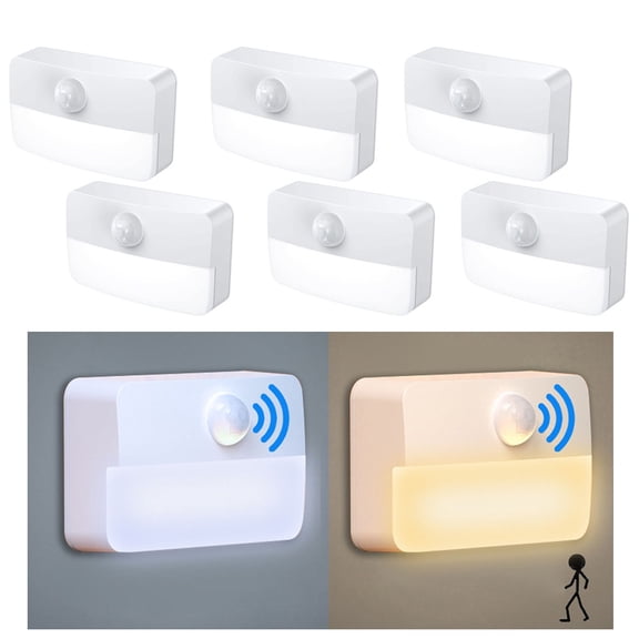 VIVIHEYDAY LED Night Light Lamp with Motion Sensor Dusk to Dawn Sensor Battery Operated Stair Lights, 6 Pack
